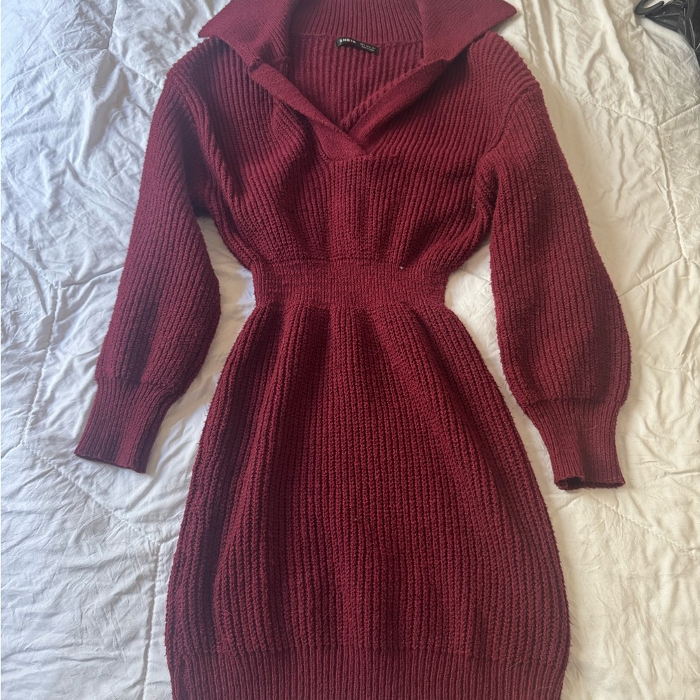 Burgungy knit dress